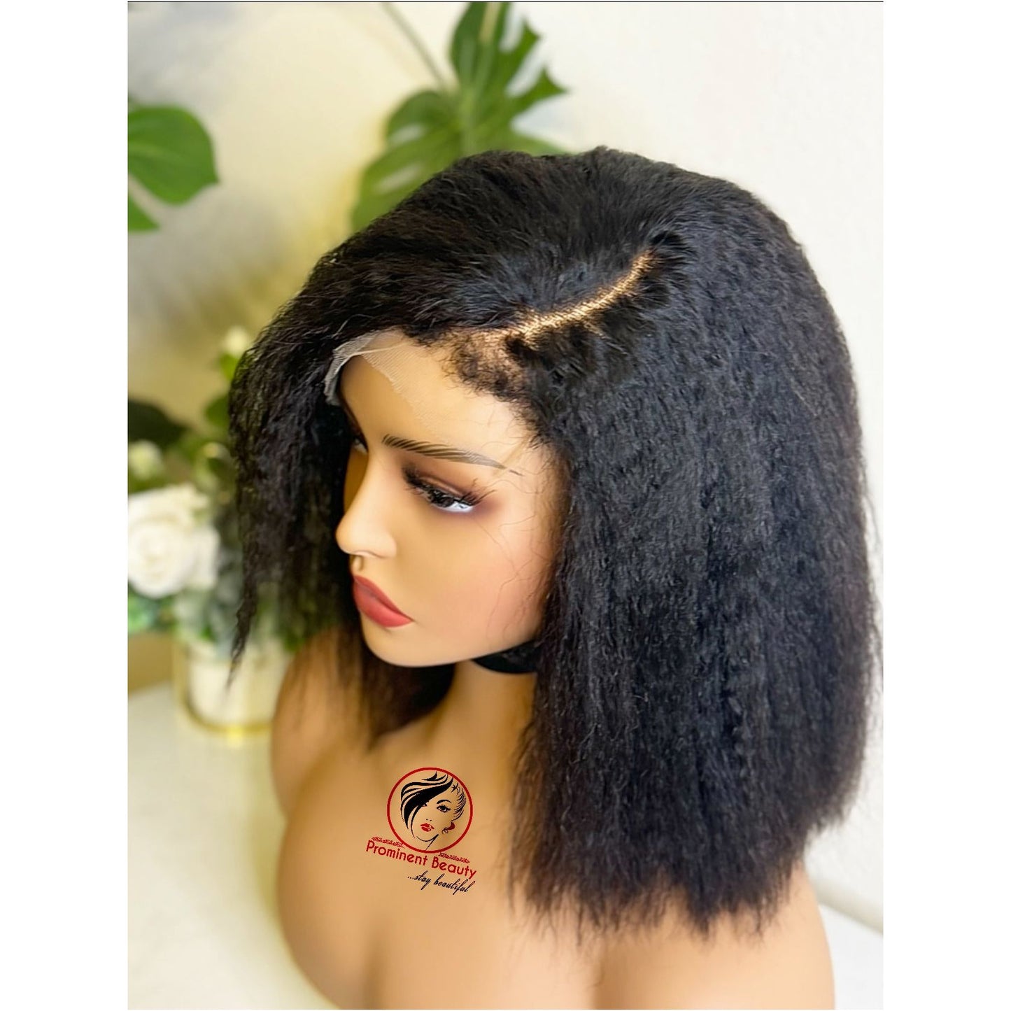 Glueless Natural Kinky Straight Bob Wig