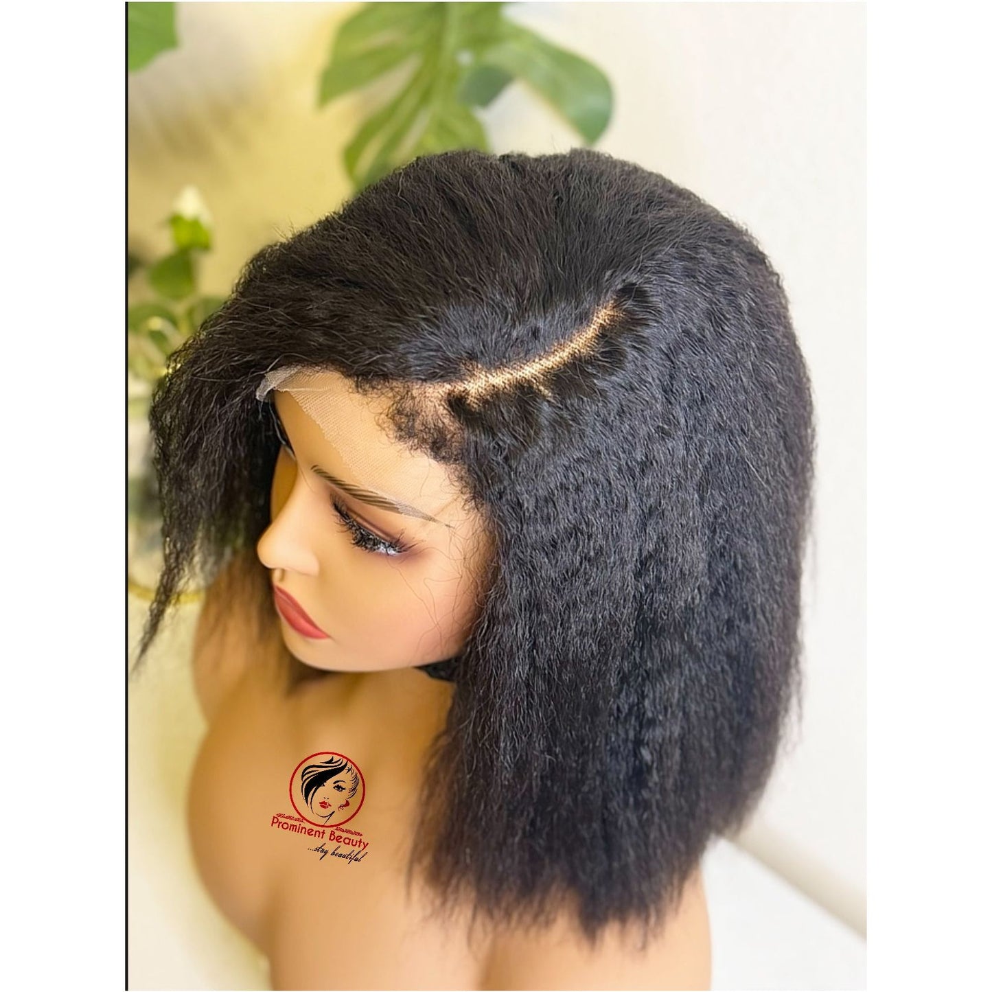 Glueless Natural Kinky Straight Bob Wig