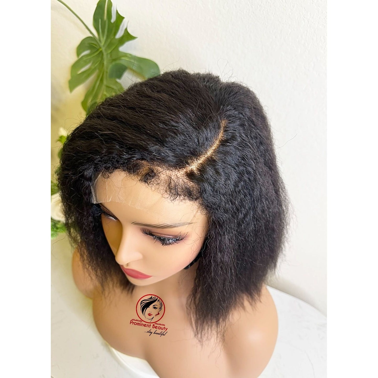 Glueless Natural Kinky Straight Bob Wig