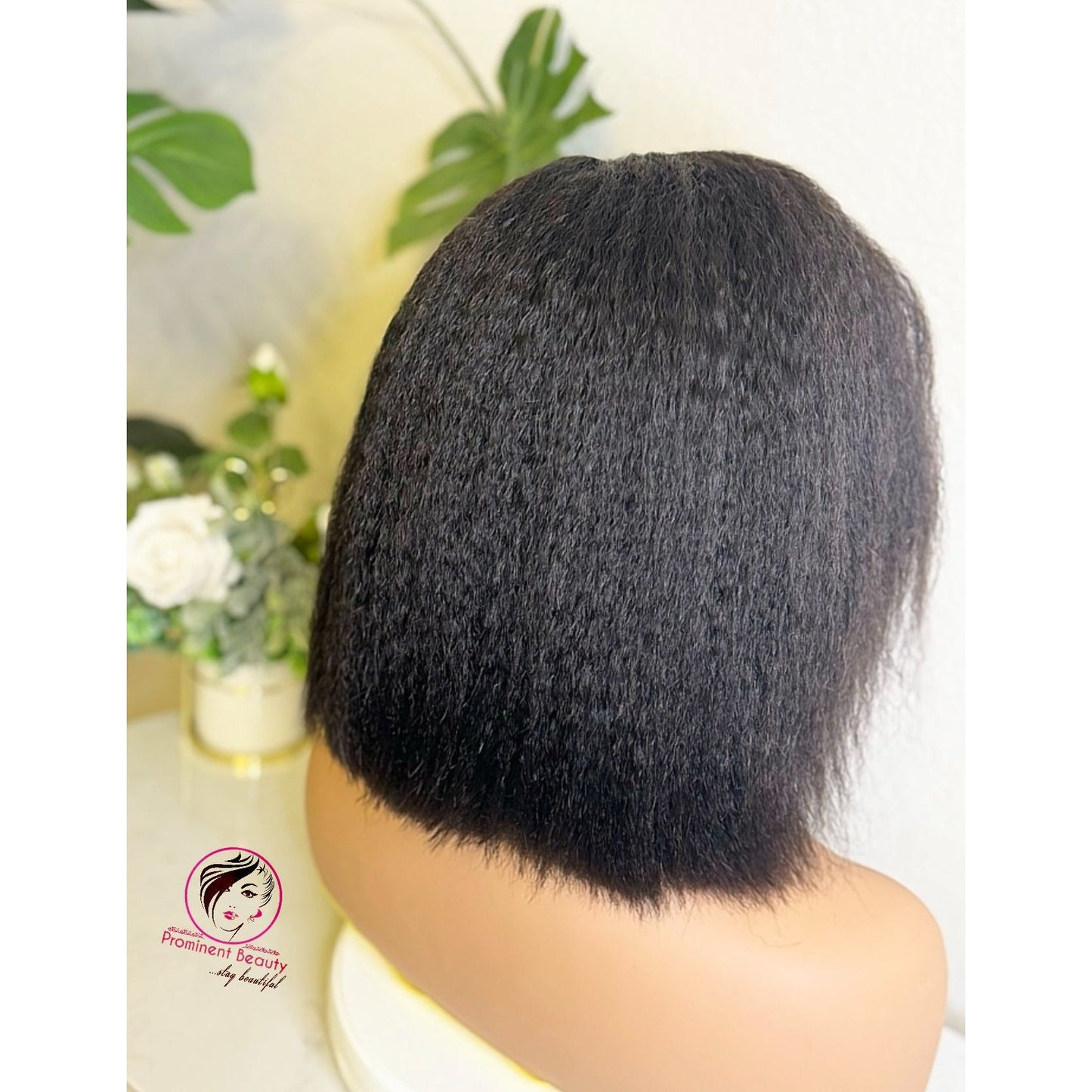 Glueless Natural Kinky Straight Bob Wig