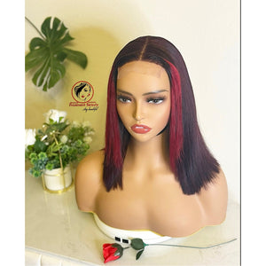 Wine Highlight Straight Human Hair Wig