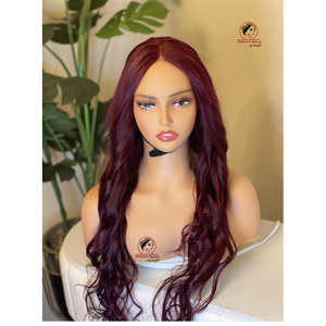 Wine center part Bodywave Human Hair Wig   