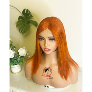 Joyousdiva Orange short human hair wig