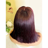 Wine Highlight Straight Human Hair Wig