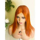 Joyousdiva Orange short human hair wig