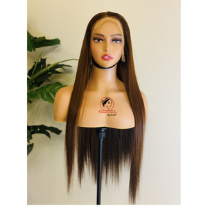 Luxury straight brown frontal wig