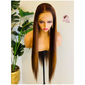 Luxury straight brown frontal wig