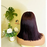 Wine Highlight Straight Human Hair Wig