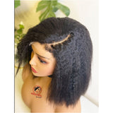 Gluless Natural Kinky Straight Bob Wig